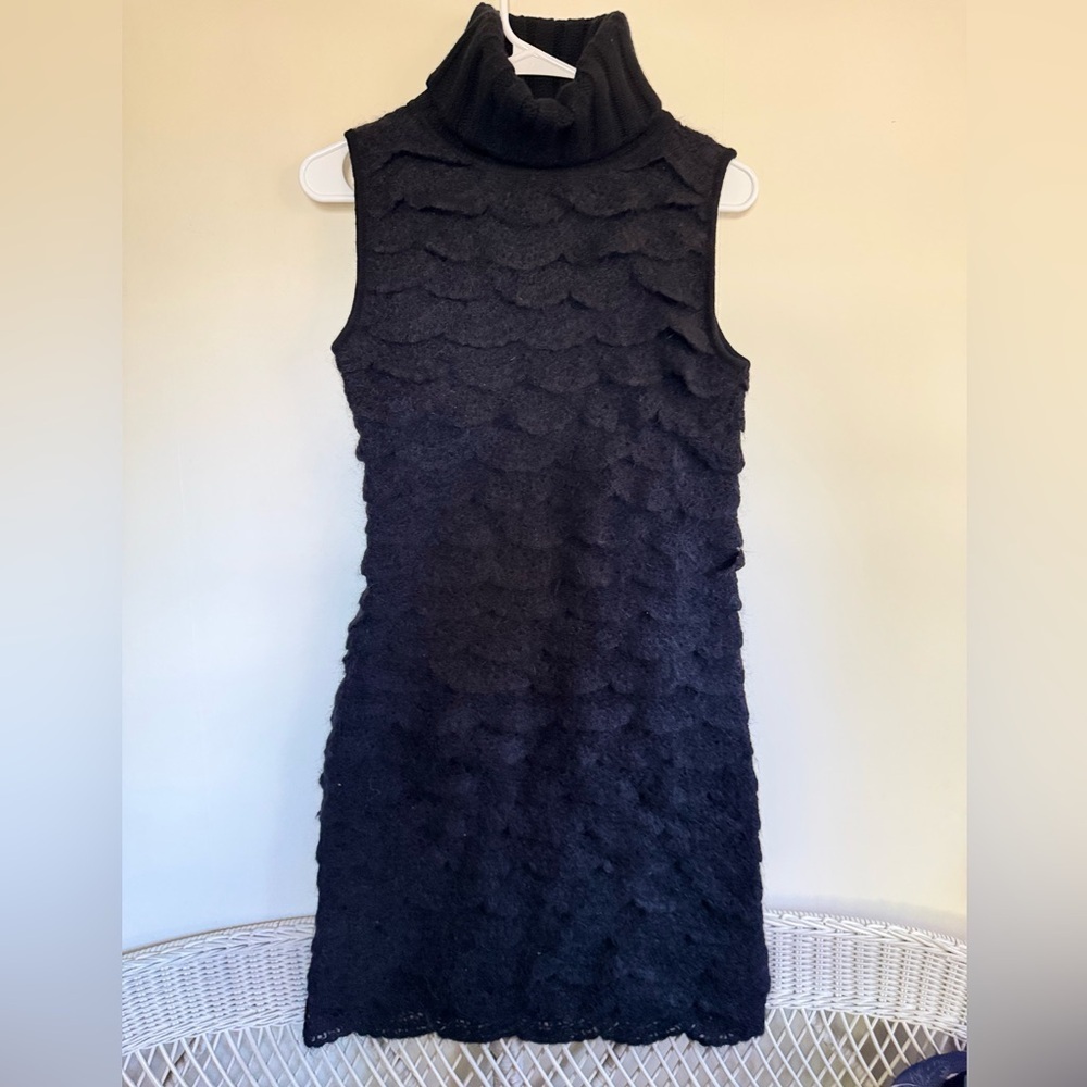 Malandrino Mohair / Cashmere Silk turtleneck ruffled sweater dress